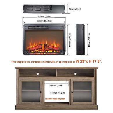 Mondawe 23 Inch Electric Fireplace Insert Heater with Overheating Protection