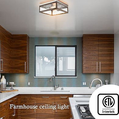 Portofino Farmhouse Flush Mount Ceiling Light Rustic Ceiling Light Fixture 2-Lights