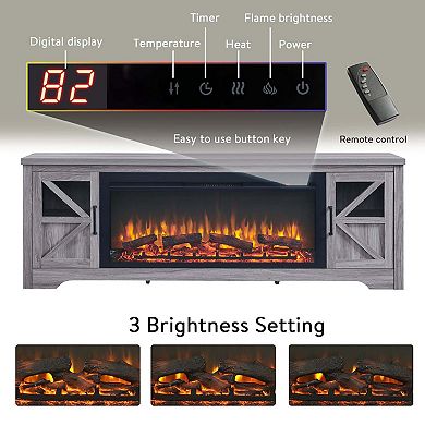 Mondawe 75" Fireplace TV Stand for TVs up to 80" with 44" Electric Fireplace