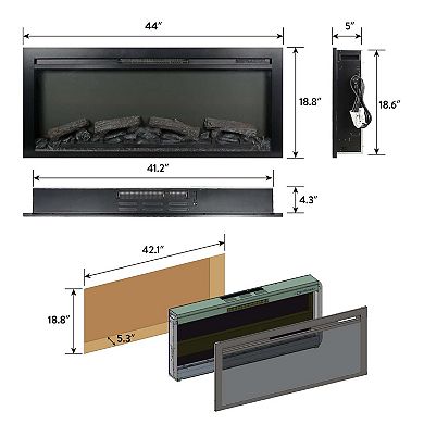 Mondawe 75" Fireplace TV Stand for TVs up to 80" with 44" Electric Fireplace