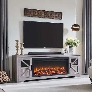 Mondawe 75" Fireplace TV Stand for TVs up to 80" with 44" Electric Fireplace