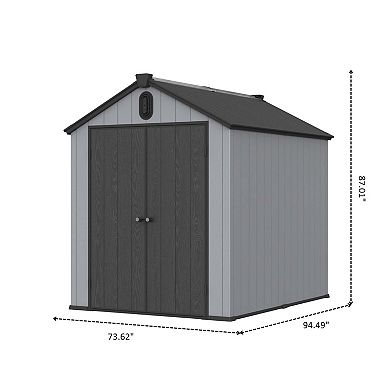 Mondawe 6x8ft Plastic Storage Shed,Rainproof Roof & Hinged Door,Backyard Garden Organization