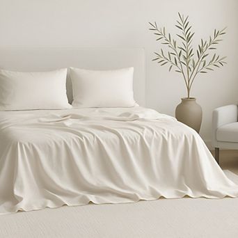 American Soft Linen 4 pc Cotton Luxury Sateen Weave Deep Pocket Sheet Set