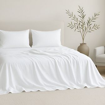American Soft Linen 4 pc Cotton Luxury Sateen Weave Deep Pocket Sheet Set
