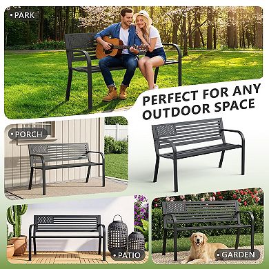 Decksplore Garden Bench 2 Person Poly Lumber Patio Bench Weatherproof Memorial Ideal for Garde
