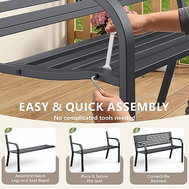 Decksplore Garden Bench 2 Person Poly Lumber Patio Bench Weatherproof Memorial Ideal for Garde