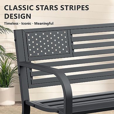 Decksplore Garden Bench 2 Person Poly Lumber Patio Bench Weatherproof Memorial Ideal for Garde