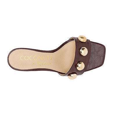 Coconuts by Matisse Theo Women's Single Band Studded Faux Leather Open Toe Heels