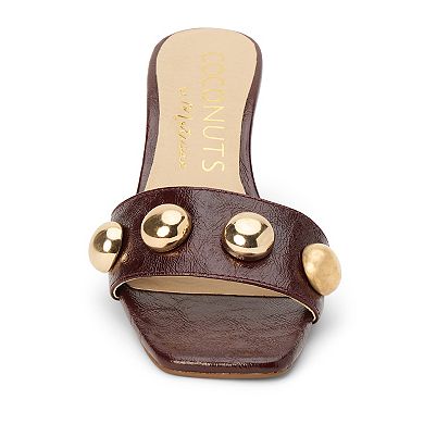 Coconuts by Matisse Theo Women's Single Band Studded Faux Leather Open Toe Heels