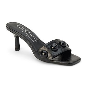 Coconuts by Matisse Theo Women's Single Band Studded Faux Leather Open Toe Heels