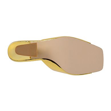 Coconuts by Matisse Soiree Women's Faux-Leather Metallic Open Toe Heels