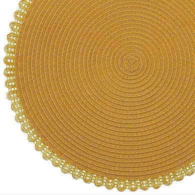 Dainty Home Chantilly 15" Round Woven Placemats Set of 6 - Durable, Reversible & Non-Slip Table Mats