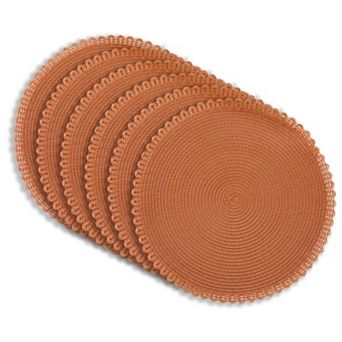 Dainty Home Chantilly 15" Round Woven Placemats Set of 6 - Durable, Reversible & Non-Slip Table Mats