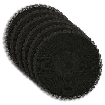 Dainty Home Chantilly 15" Round Woven Placemats Set of 6 - Durable, Reversible & Non-Slip Table Mats