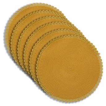 Dainty Home Chantilly 15" Round Woven Placemats Set of 6 - Durable, Reversible & Non-Slip Table Mats