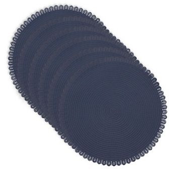 Dainty Home Chantilly 15" Round Woven Placemats Set of 6 - Durable, Reversible & Non-Slip Table Mats