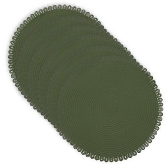 Dainty Home Chantilly 15" Round Woven Placemats Set of 6 - Durable, Reversible & Non-Slip Table Mats