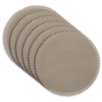 Dainty Home Chantilly 15" Round Woven Placemats Set of 6 - Durable, Reversible & Non-Slip Table Mats