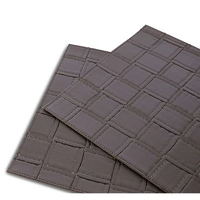 Dainty Home Bostonian Premium Faux Leather Reversible 2 Pattern Rectangular Placemat Set Of 4