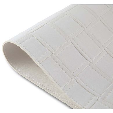 Dainty Home Bostonian Premium Faux Leather Reversible 2 Pattern Rectangular Placemat Set Of 4