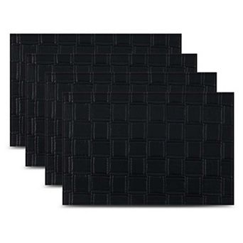 Dainty Home Bostonian Premium Faux Leather Reversible 2 Pattern Rectangular Placemat Set Of 4