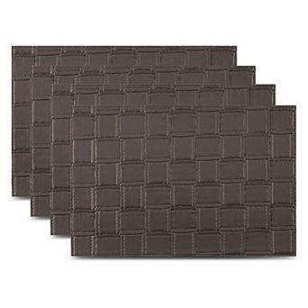 Dainty Home Bostonian Premium Faux Leather Reversible 2 Pattern Rectangular Placemat Set Of 4
