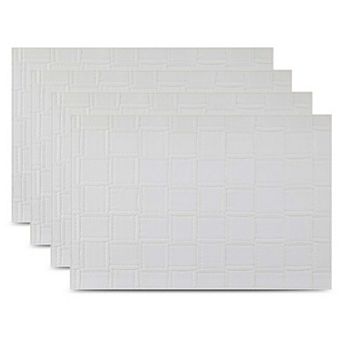 Dainty Home Bostonian Premium Faux Leather Reversible 2 Pattern Rectangular Placemat Set Of 4
