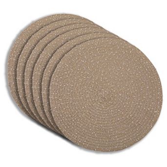 Dainty Home Boucle 15" Round Woven Placemats Set of 6 - Durable, Reversible & Non-Slip Table Mats