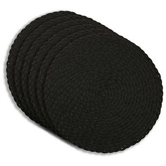 Dainty Home Classic 15" Round Woven Placemats Set of 6 - Durable, Reversible & Non-Slip Table Mats