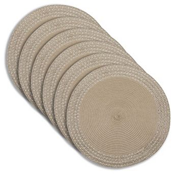 Dainty Home Sparkles 15" Round Woven Placemats Set of 6 - Durable, Reversible & Non-Slip Table Mats
