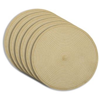 Dainty Home Lurex 15" Round Woven Placemats Set of 6 - Durable, Reversible & Non-Slip Table Mats