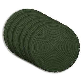 Dainty Home Antigua 15" Round Woven Placemats Set of 6 - Durable, Reversible & Non-Slip Table Mats