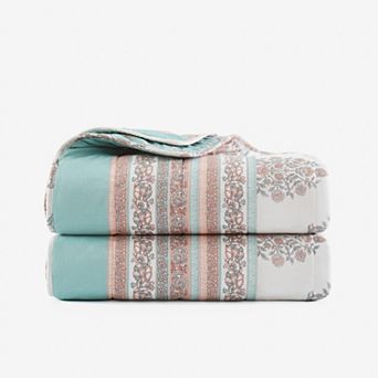 Lush Decor Sofia Flower Block Bouquet Reversible Throw Blanket