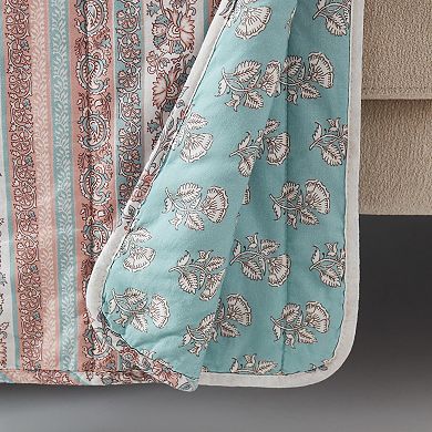 Lush Decor Sofia Flower Block Bouquet Reversible Throw Blanket