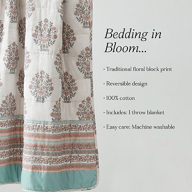 Lush Decor Sofia Flower Block Bouquet Reversible Throw Blanket
