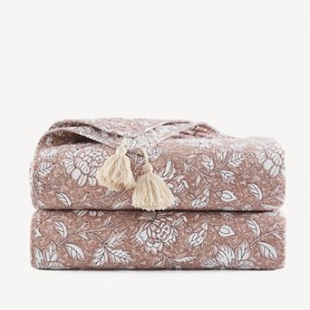 Lush Decor Zara Floral Block Reversible Throw Blanket