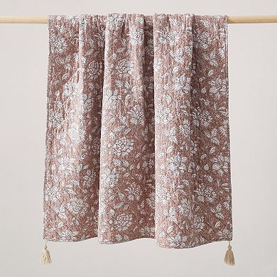 Lush Decor Zara Floral Block Reversible Throw Blanket