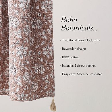 Lush Decor Zara Floral Block Reversible Throw Blanket