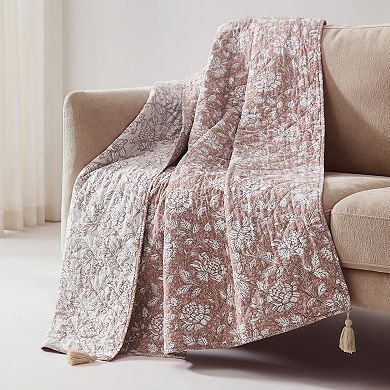 Lush Decor Zara Floral Block Reversible Throw Blanket