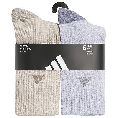 Boys adidas Cushioned 6-Pack Crew Socks
