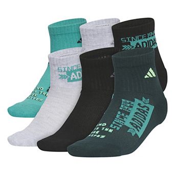 Boys adidas Cushioned Graphic 6 pk Quarter Socks