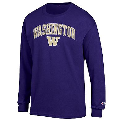 Men's Champion Purple Washington Huskies Arch Over Logo Long Sleeve T-Shirt