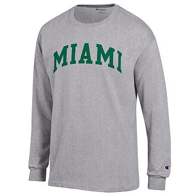 Men's Champion Heather Gray Miami Hurricanes Basic Arch Long Sleeve T-Shirt