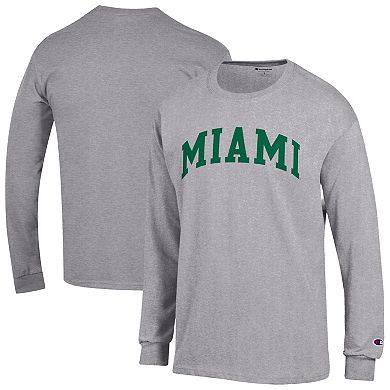 Men's Champion Heather Gray Miami Hurricanes Basic Arch Long Sleeve T-Shirt
