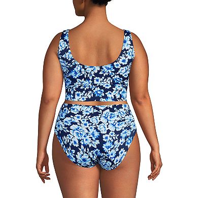 Plus Size Lands' End Tugless Midkini Top & High Waisted Bottom Swimsuit Set