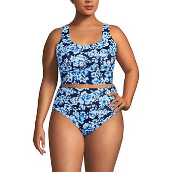 Plus Size Lands' End Tugless Midkini Top & High Waisted Bottom Swimsuit Set