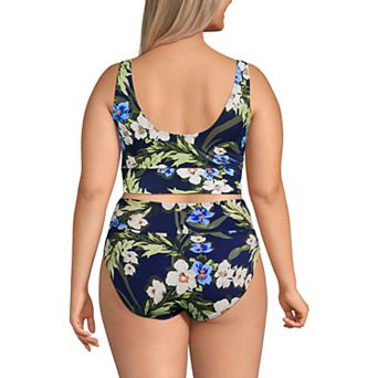 Plus Size Lands' End Tugless Midkini Top & High Waisted Bottom Swimsuit Set