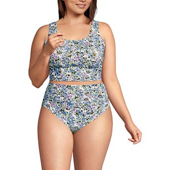 Plus Size Lands' End Tugless Midkini Top & High Waisted Bottom Swimsuit Set