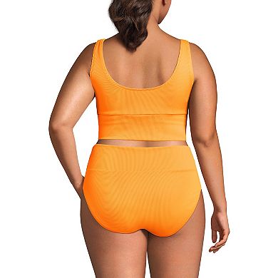Plus Size Lands' End Ribbed Midkini Top & High Waisted Bottom Swimsuit Set