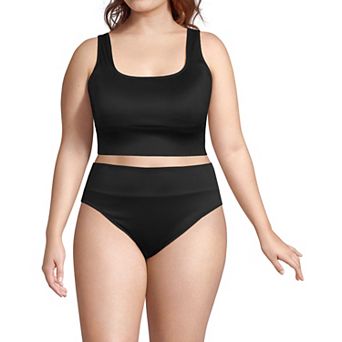 Plus Size Lands' End Ribbed Midkini Top & High Waisted Bottom Swimsuit Set